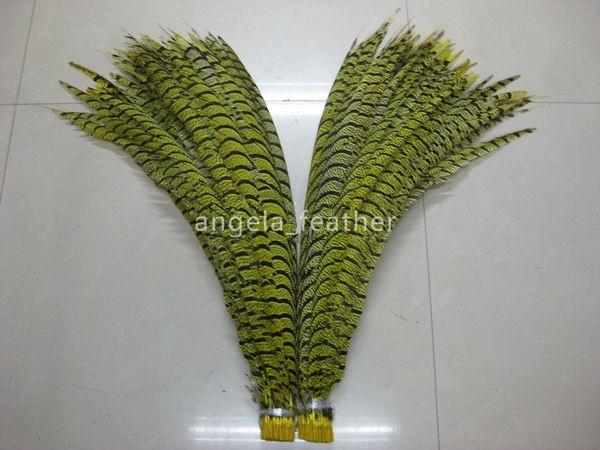 Factory Direct 35-40inch/90-100cm 50pcs/lot Yellow Lady Amherst Pheasant Tail Feathers Hair Decoration Party Decoration