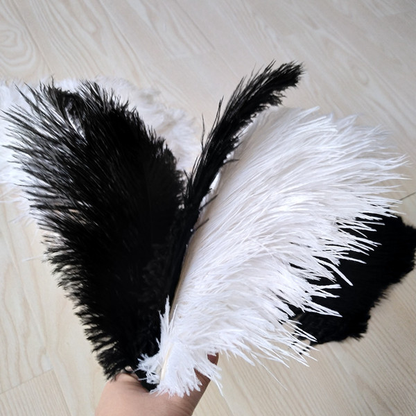 100pcs/lot 14-16inch(35-40cm) Gold and black ostrich feathers plumes Wedding centerpieces wedding decor feather decor z134