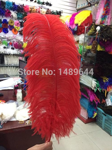 Free shipping 50PCS high quality red ostrich feather 60-65cm24-26 