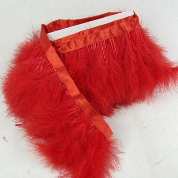 Red Marabou Feather Trimming Feather Fringes 2Yards Marabou Feathers Ribbon Trim Fringe Marabou Feather Strips Christmas Marabou Decoration