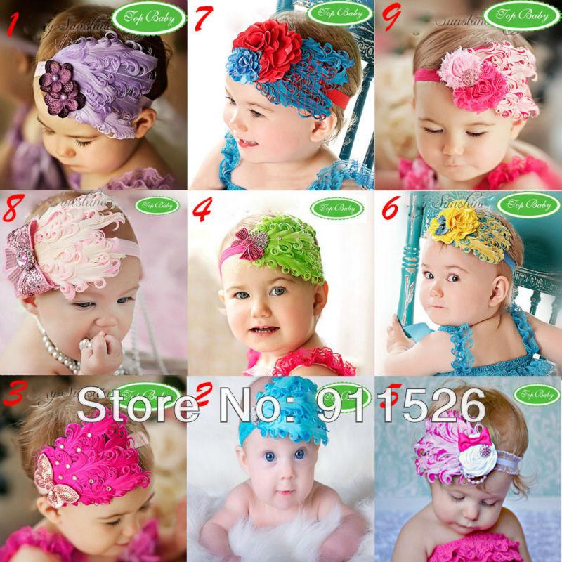 10pcs/lot Wholesale Baby Headbands,Nagorie Pad Feather Headbands,Curled Feather Headband,Hair Accessories,AB64