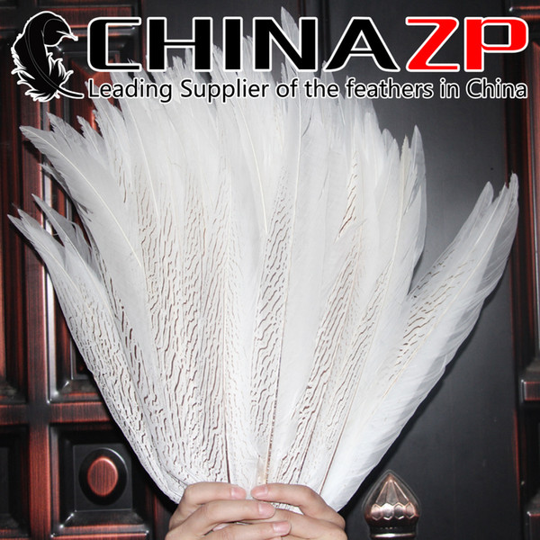 Leading Supplier CHINAZP Crafts Factory 50pcs/lot 45~50cm(18~20inch) Length Cheap Beautiful Dyed White Silver Pheasant Feathers