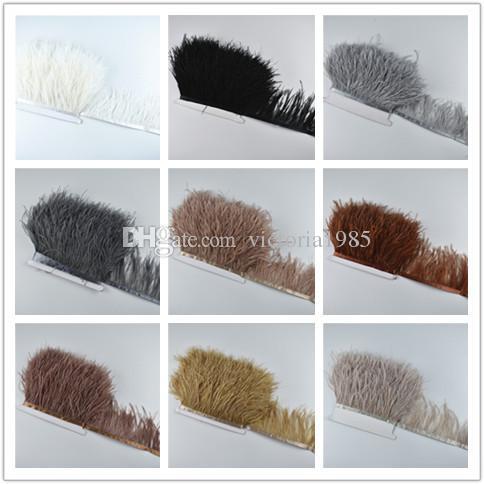 10 M/bag Wide 8-10CM ostrich feather trims natural Black White ostrich feather For Crafts ribbon fringe for skirt Wedding decoration