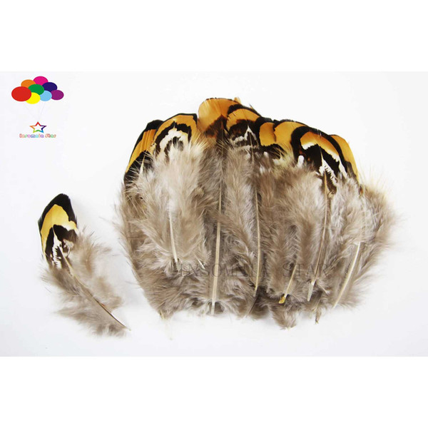 Yellow Premium Pheasant 5-8cm/2-4inch craft unique colorful patterned real feathers