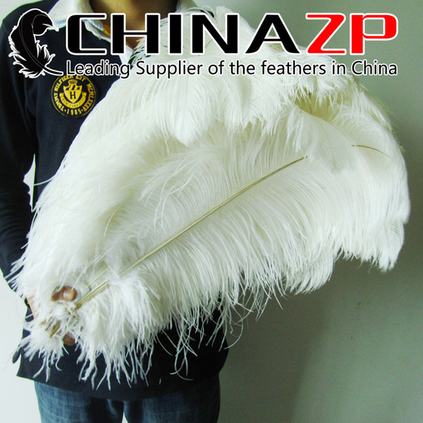 CHINAZP Factory Wholesale 70pcs 55-60cm(22~24inch) Exporting Bleached Snow WhiteOstrich Feather Plumes for Wedding table centerpiece