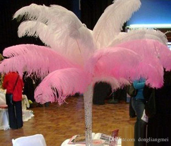 100pcs/lot 14-16inch(35-40cm) Pink and white ostrich feathers plumes Wedding centerpieces feather decor home table decor z134