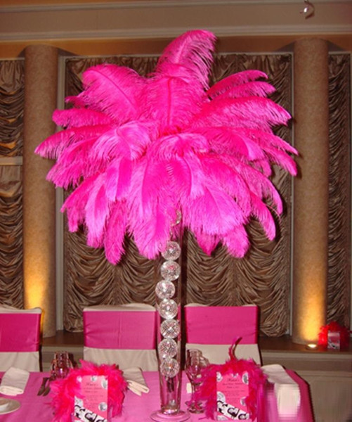 Wholesale 100pcs/lot 12-14inch(30-35cm) Hot Pink ostrich feathers plumes fuchsia feather for Wedding centerpieces christmas decorations z134