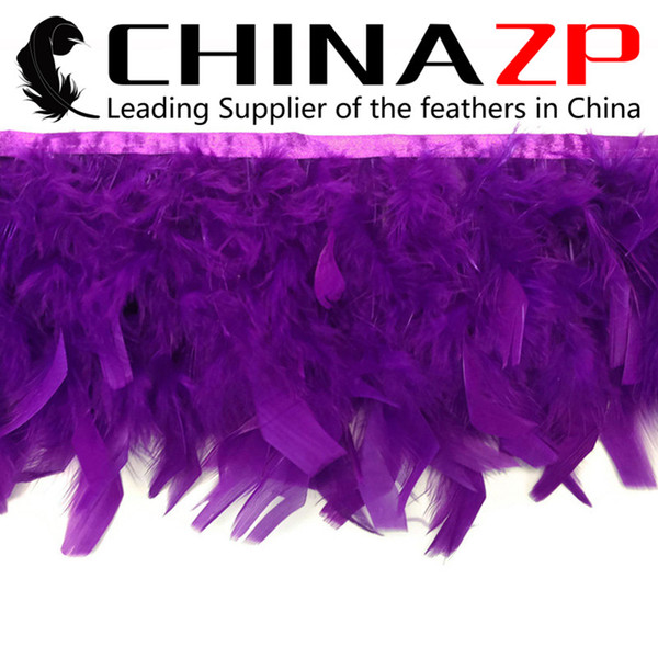 CHINAZP Crafts Factory 10yards/lot 10~15cm(4~6inch) in Width Gorgeous and Graceful Dyed Purple Turkey Chandelle Feather Fringe Trim