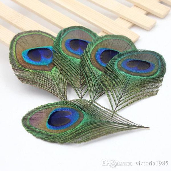 10pcs/lot 10cm Peacock Feather Trimmed peacock eye costumes Necklace accessories Decorative Wedding Decoration DIY Feather