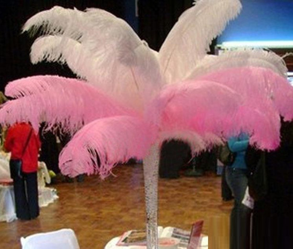 100pcs/lot 14-16inch(35-40cm) Pink and white ostrich feathers plumes Wedding centerpieces feather decor home table decor z134