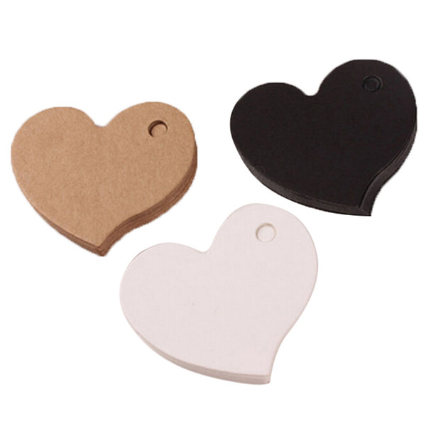 50pcs/lot 4.5*4cm Heart Shape Kraft Paper Card Wedding Favour Gift Tag DIY Tag Price Label Party Favor 3 Colors