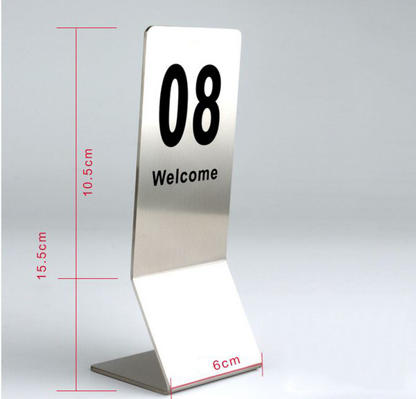 2017 New Double-Sides stainless steel Restaurant table number cards Digital Card seat card desk card display holder Hotel table menu holder