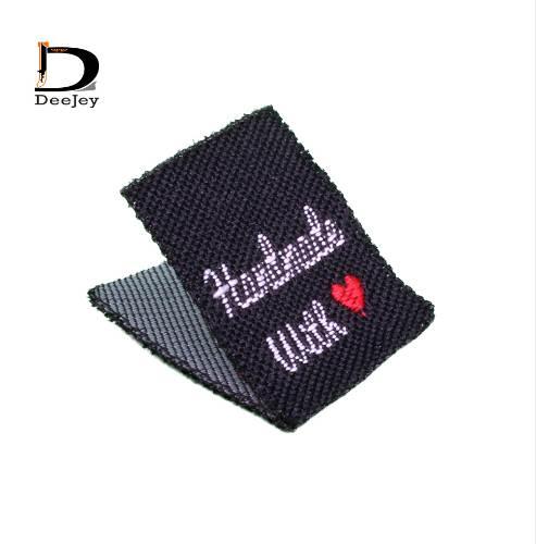 Stock clothing label tags black tagging labels handmade with love 20x20mm center folded double labels 150pcs lot