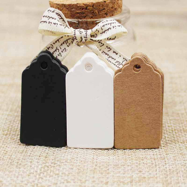 Packaging Label 100pcs Brown Kraft /black/white Paper Tags DIY scallop Label Wedding Gift Decorating Tag 2*4cm