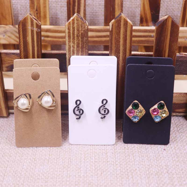 1000 pcs Earring Card 60x35mm 300gsm paper cardboard Kraft/White/Black Wholesale Free Shipping Can Custom Logo Cost Extra