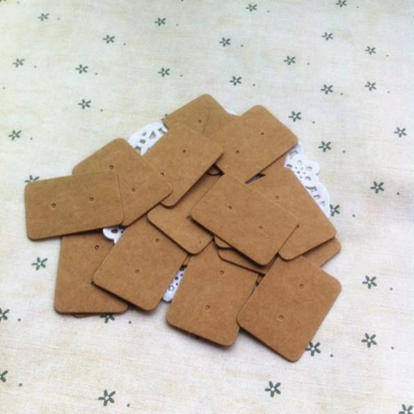 2.5 cm *3.5 cm Ear stud card Stud earrings card Rectangle Kraft paper Paper card Round corner With holes Handmade jewelry accessories BLANK