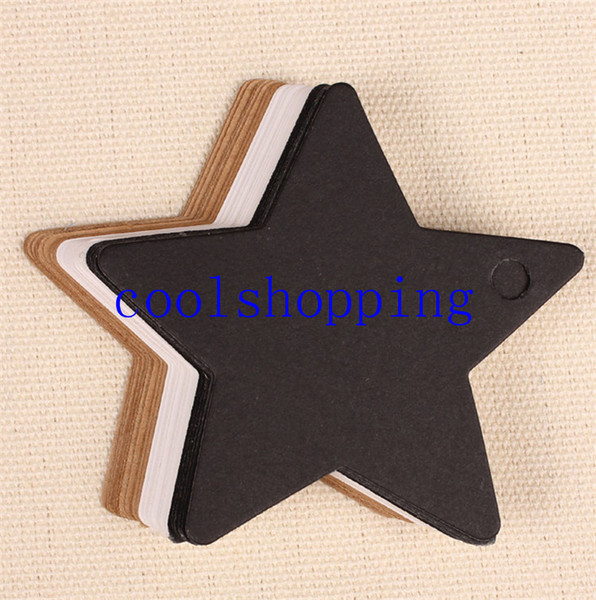 Brown White Black Kraft Paper Labels Blank Five-Pointed Star Gift Tags Retro Craft packaging Hang Tags 1sets=100pcs