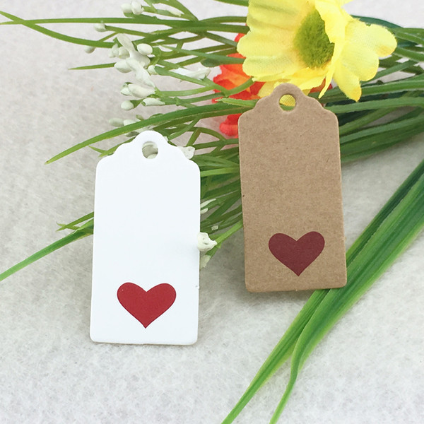 red Heart Scalloped Kraft Paper Card / Blank Tag / Wedding Favour Gift Tag Price Label with gift and part tags 200pcs 4x2cm