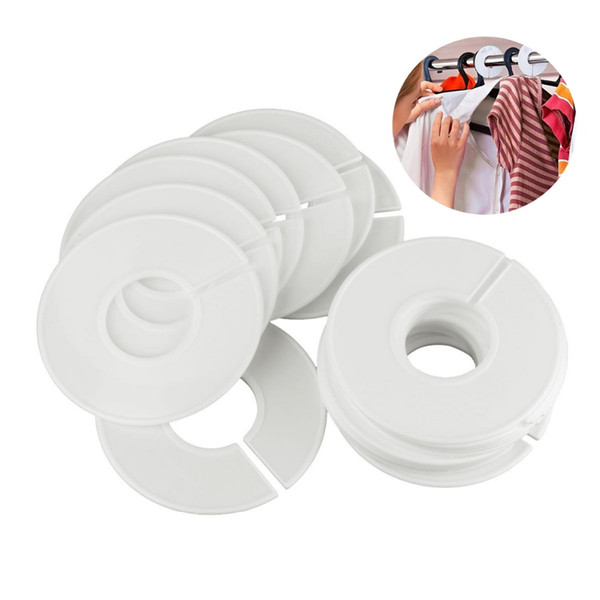 20Pcs White Plastic Clothing Round Rack Ring Hangers Size Dividers Garment Tags Size Marking Ring fits Round Or Square Tube