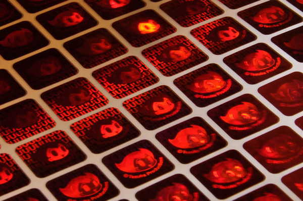 special red material security labels hologram laser stickers ONE TIME USE