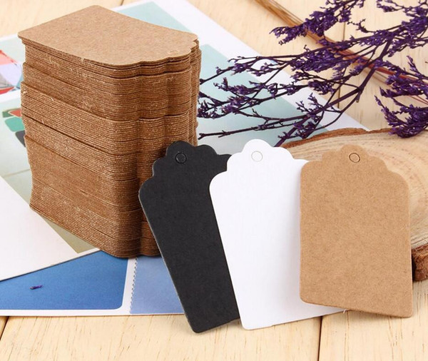 100Pcs/Set Packaging Label Brown /black/white Kraft Paper Tags - DIY Label Wedding Gift Decorating Tag 5*3cm