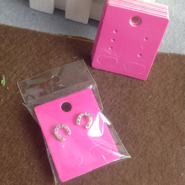 New Fashion Earring card Hot Pink Earring Card 50X40MM Custom Logo cost extra 1lot =50 pcs earring card +50 opp bags