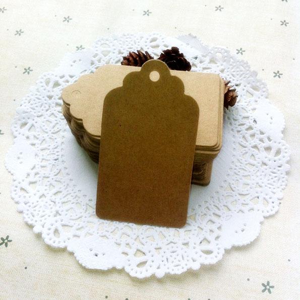 Rectangle Kraft paper Hang tag Head with wavy edge Label Mark Paper card With hole Pendant Blank Three sizes