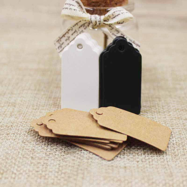 Packaging Label 100pcs Brown Kraft/white/black Paper hangTags DIY Food Label Wedding Gift Decorating Tag 2*4cm