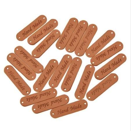 20pcs/lot Retro Brown Synthetic PU Leather Handmade Label Tags DIY Sew Craft Patch Garment Labels ZXY9215