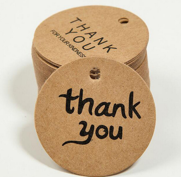 100Pcs/Lot HANDMADE Thank You Round Kraft Packing Label For Gift - Cookie Cake Kraft Tag Mariage Wedding Decor