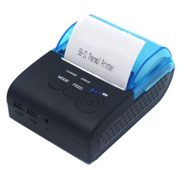 USB and Bluetooth Wireless Mini POS Printer with 58mm Thermal Paper Rolls - 90mm/sec High-speed Printing (Black) Mobile Receipt Printers