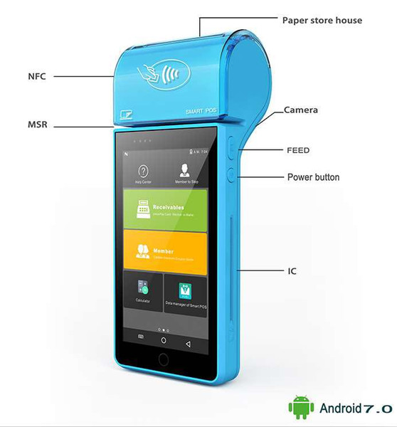 Mobile POS Terminal with Card Reader and Printer for Payment Function portable wireless android POS