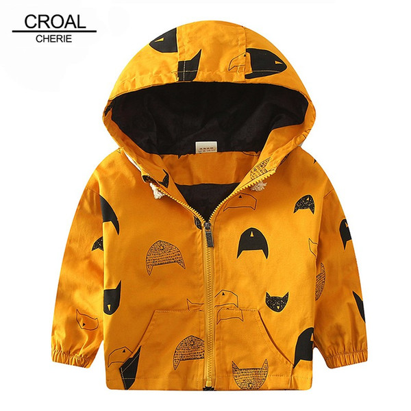 70-120cm Cute Printing Fish Kids Spring Jacket Boys Outerwear Clothing Girls Trench Coats Boy Windbreaker Children's Jackets