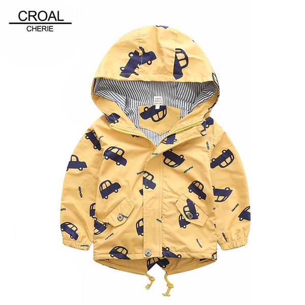 70-120cm Spring Jacket Boys Girls Kids Outerwear Cute Car Windbreaker Coats Fashion Print Canvas Baby Children Clothing