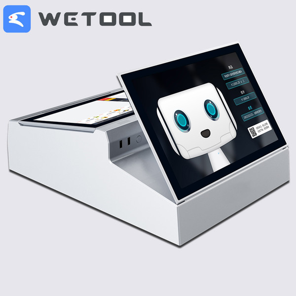 Wetool T1 Supermarket Pos Dual Screen Cashier Register Machine With 80mm Pos Printer OEM& ODM Accepted