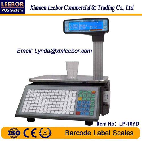 Barcode Label Scale, Supermarket Retail Thermal Printer Pricing Scales, POS Label Printing Multi-language Weighing, 15/30kg with Big LCD