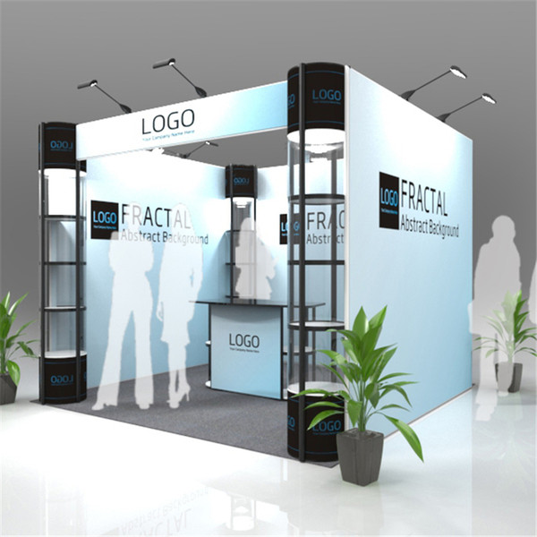 Standard 10ft*10ft Exhibition Booth Trade Fair Display Stand Economic Company Advertising Display With Wheeled Wood Case (E01B3)