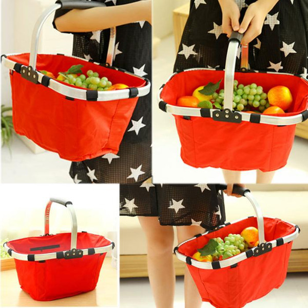 Foldable Shopping Basket Oxford Picnic Basket 23x27x43cm Durable Washable Organization Bags For House Supermarket Shop Puchase OOA1919