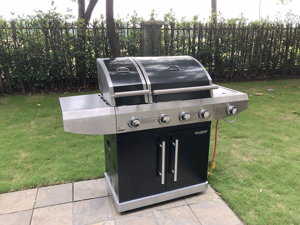 BBQ Oven 4 stainless steel double-cover gas grill BBQ barbecue table grill for home outdoor grill hotel villas North America