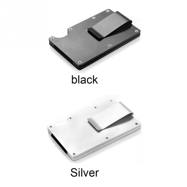 Metal Mini Money Clip Brand Fashion Black White Credit Card ID Holder With RFID Anti-chief Wallet Men