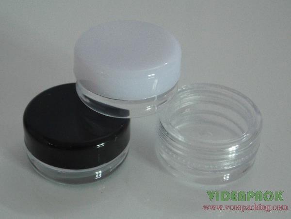 100pcs/lot 3ml clear / white, black plastic PS jar 3g cream container cosmetic packing for sample sack eyeshadow case