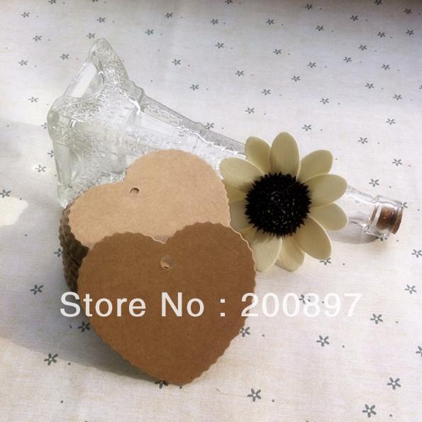 Free shipping wholesale 500pcs lot heart shape blank kraft gift tags DIY jewelry accessories 5.8*5.5cm