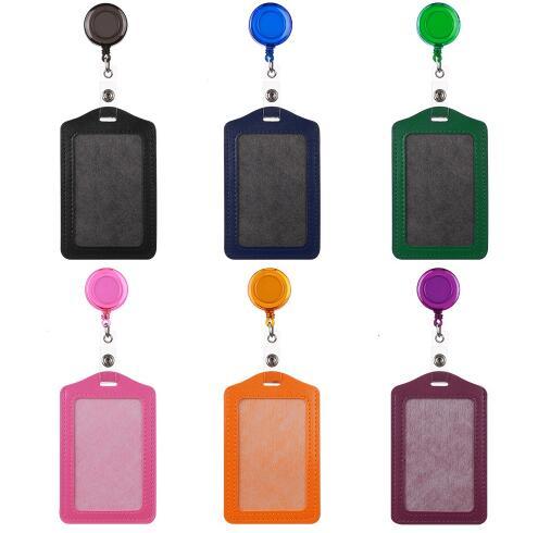 Cheap Bank Credit Card Holders with Retractable Reel PU Card Bus ID Holders Identity Badge for Office School