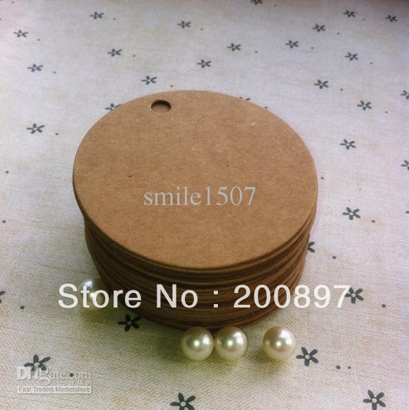 Free shipping wholesale 500pcs lot Round shape blank kraft price tags marks or DIY jewelry accessories 5.5*5.5cm