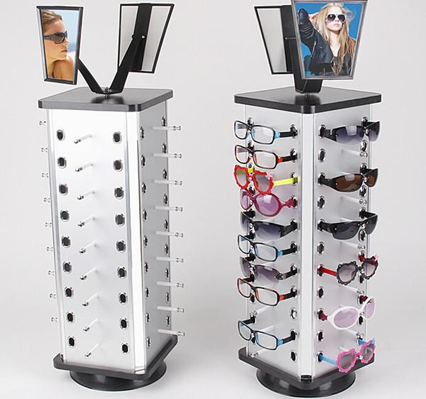 Aluminum Plastic Board Eyeglass Sunglasses Display Holder Stand Stable For 36/44/52 pairs with Hanging hooks 2sets Economic Good Packing