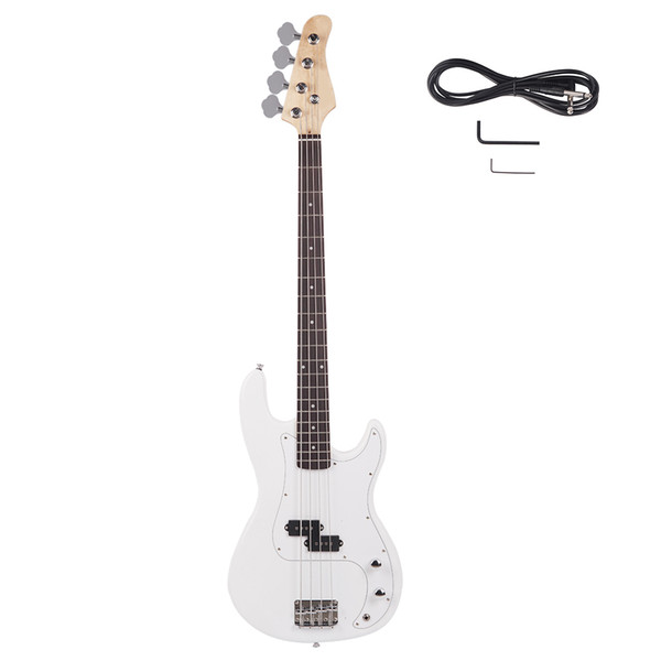 Fashion White Full Size 4-String Electric Bass Guitar Burning Fire Style