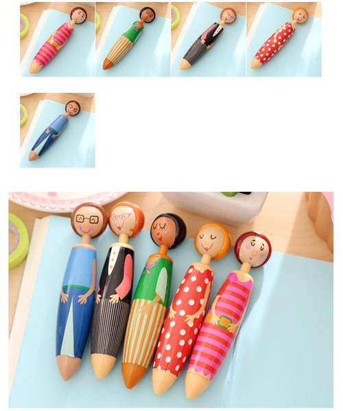 5pcs/lot Creative Candy Cartoon Dolls Ballpoint Pen Colorful Plastic Ball Pens Office School Gifts 1707102