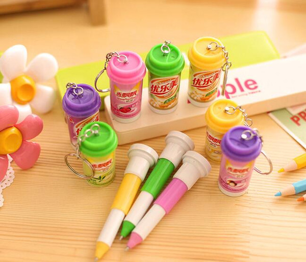 Free Shipping Wholesale Price Directly Four Colores Yule Mei Milk Tea Cup Retractable Can 0.5mm 180pcs/lot Ballpoint pen BP302