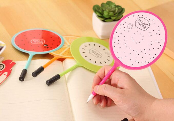 Free Shipping Wholesale Price Cute Fruit Fan Pen Japanese And Korean Stationery Pen Plastic 20x11cm 240pcs/lot Ballpoint Pen BP269