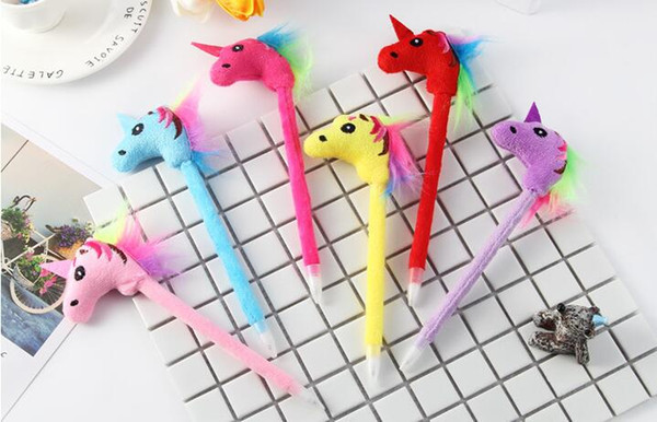 Free Shipping Wholesale Price Korea Lovely Creative Student Stationery Unicorn Fur 20x6cm 144pcs/lot Ball Pointpen BP264